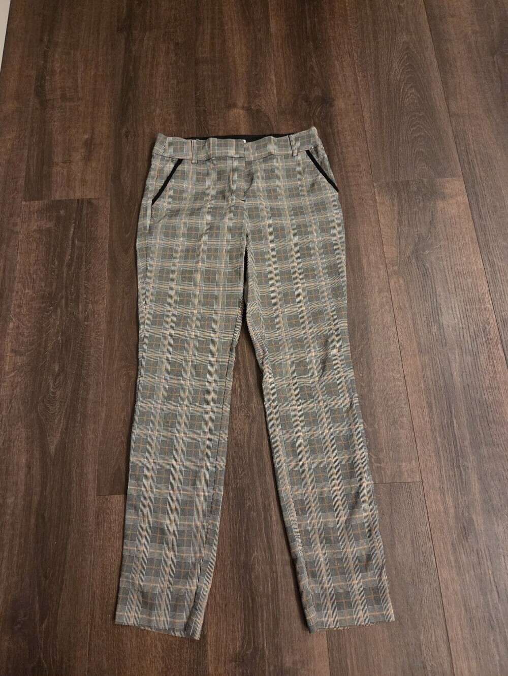 Takara Plaid Slim Chinos in Gray and Tan